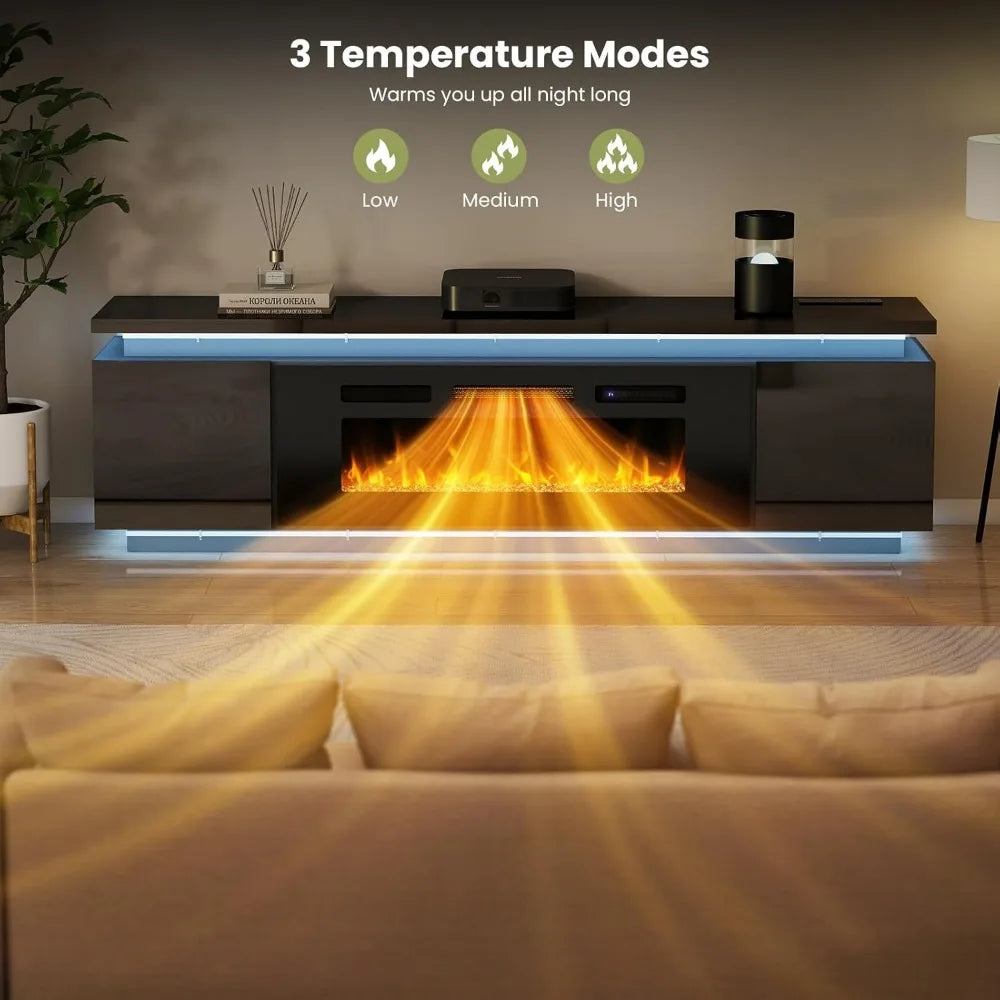 Angduo Fireplace TV Stand With RGB LED Lighting And Outlets