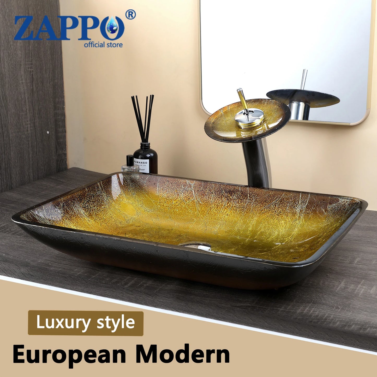 Torayvino Tempered Glass Basin Sink With Faucet Tap