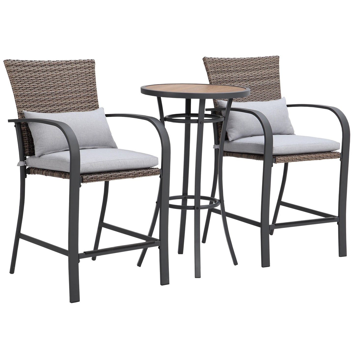 Naga Bahna 3Piece Patio Bar Set With Soft Cushions Outdoor