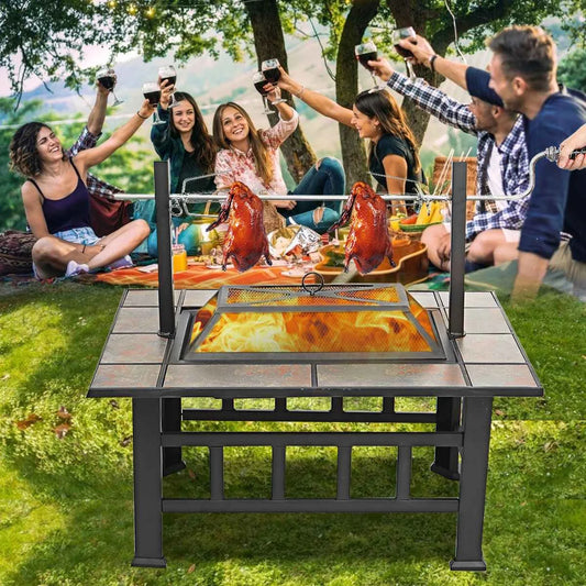 Outdoor Fire Pit Garden Wood Burning Steel Grill Heater