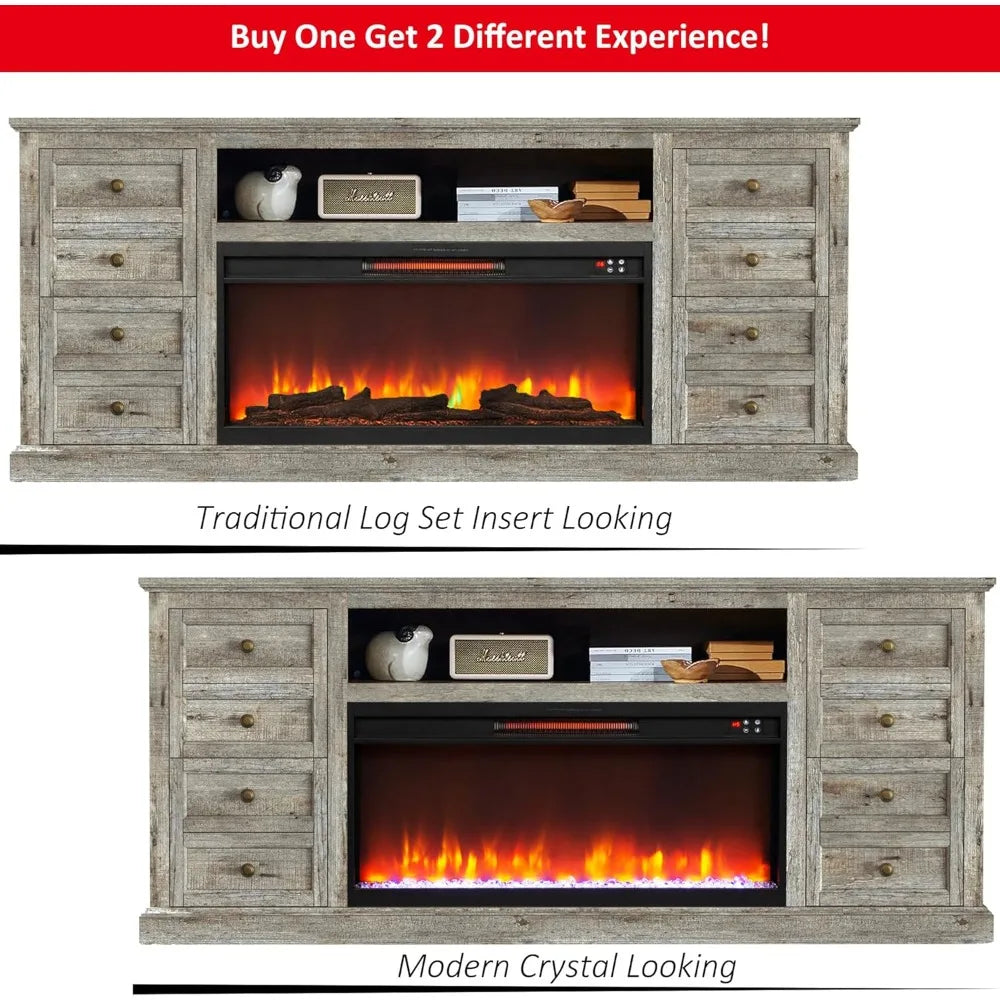 Zhuxiang Fireplace TV Stand Electric Console Drawer