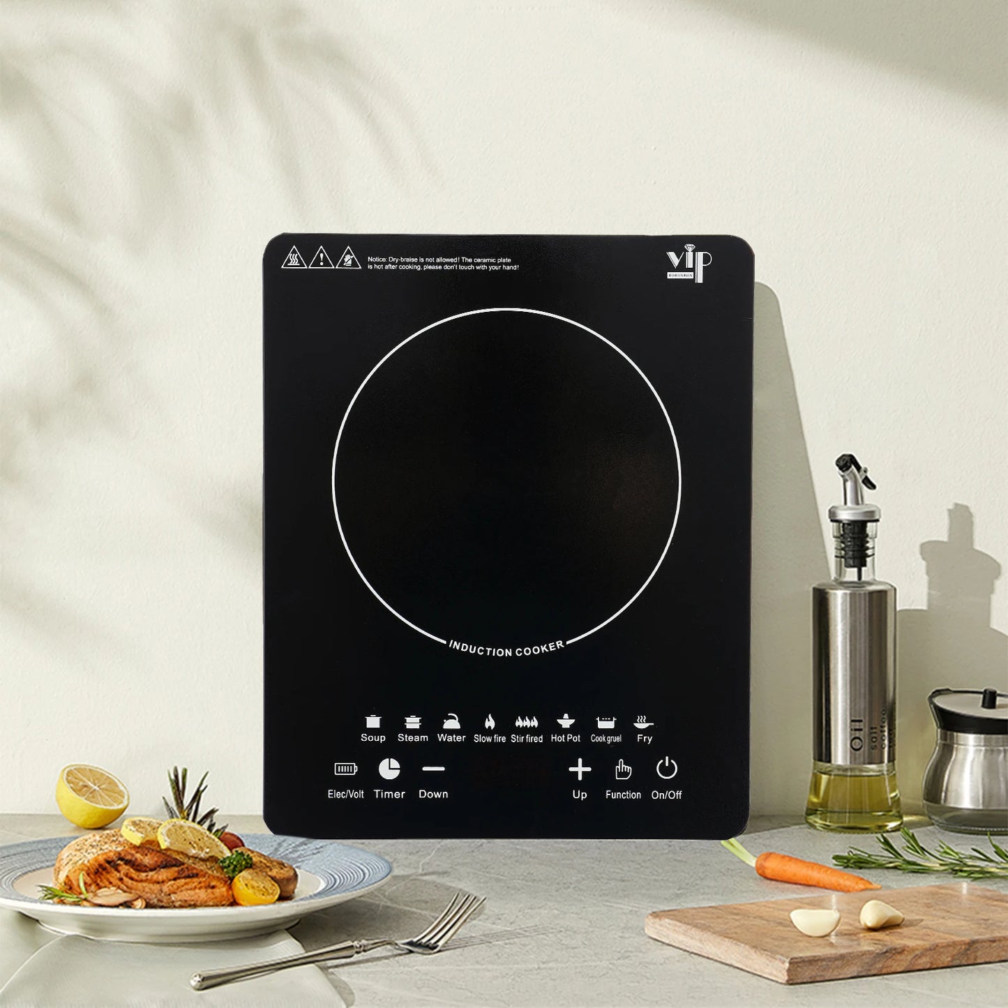 Electric Induction Cooktop with Fast Heat-Up and Auto Shut-Off