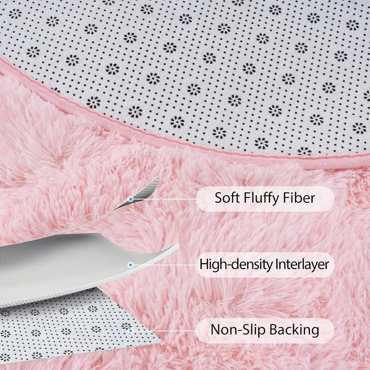 Oval Fluffy Ultra Soft Area Rugs for Bedroom Plush Shaggy Carpet for Kids Room Bedside Nursery Mats, 2.6 x 5.3ft