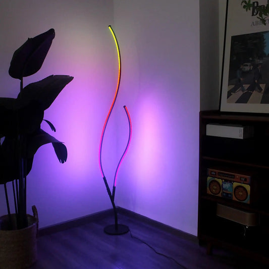 RGB Spiral Floor Lamp With Remote Dimmable LED Reading