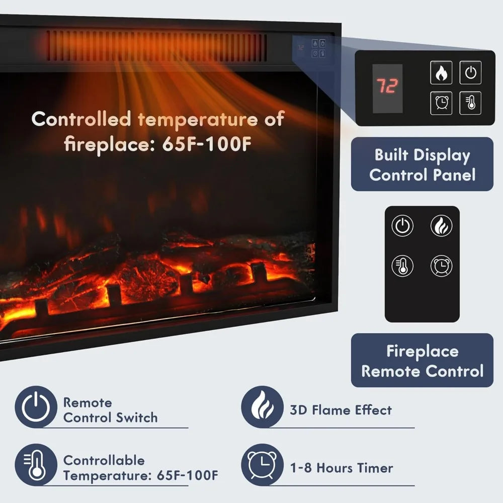 Color Fireplace TV Stand With Electric Fireplace And Media