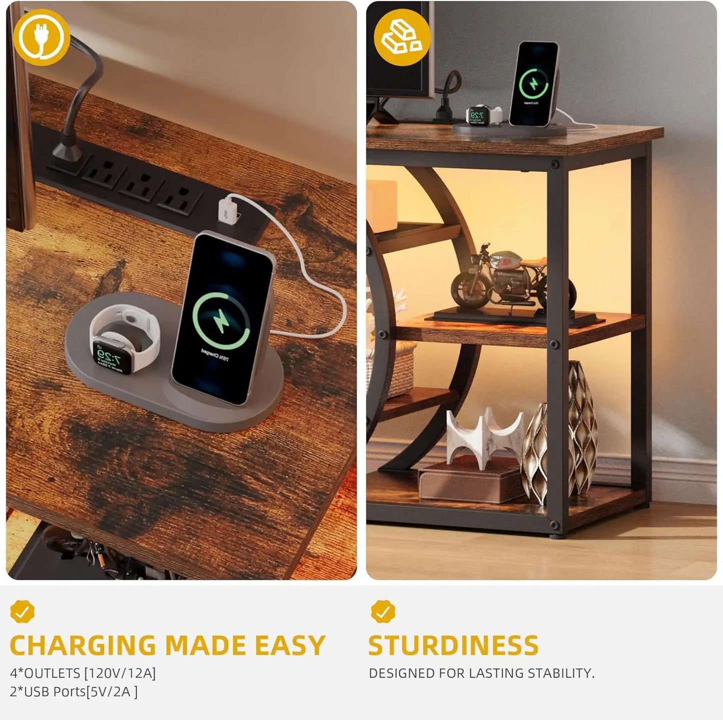 DWVO Rustic TV Stand With Storage Cabinet For Living Room