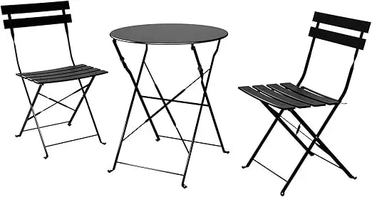 Abo 3 Piece Folding Bistro Set Outdoor Patio Table Chairs