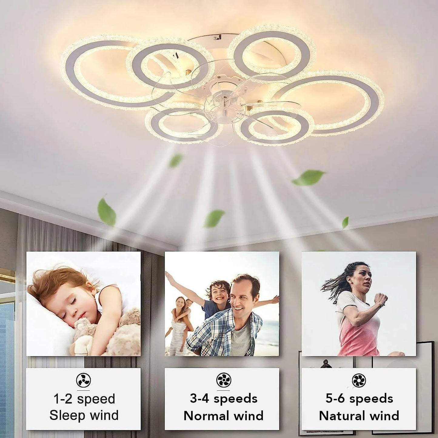 Nordic Modern Ceiling Fan Light Flush Mount For Dining Room