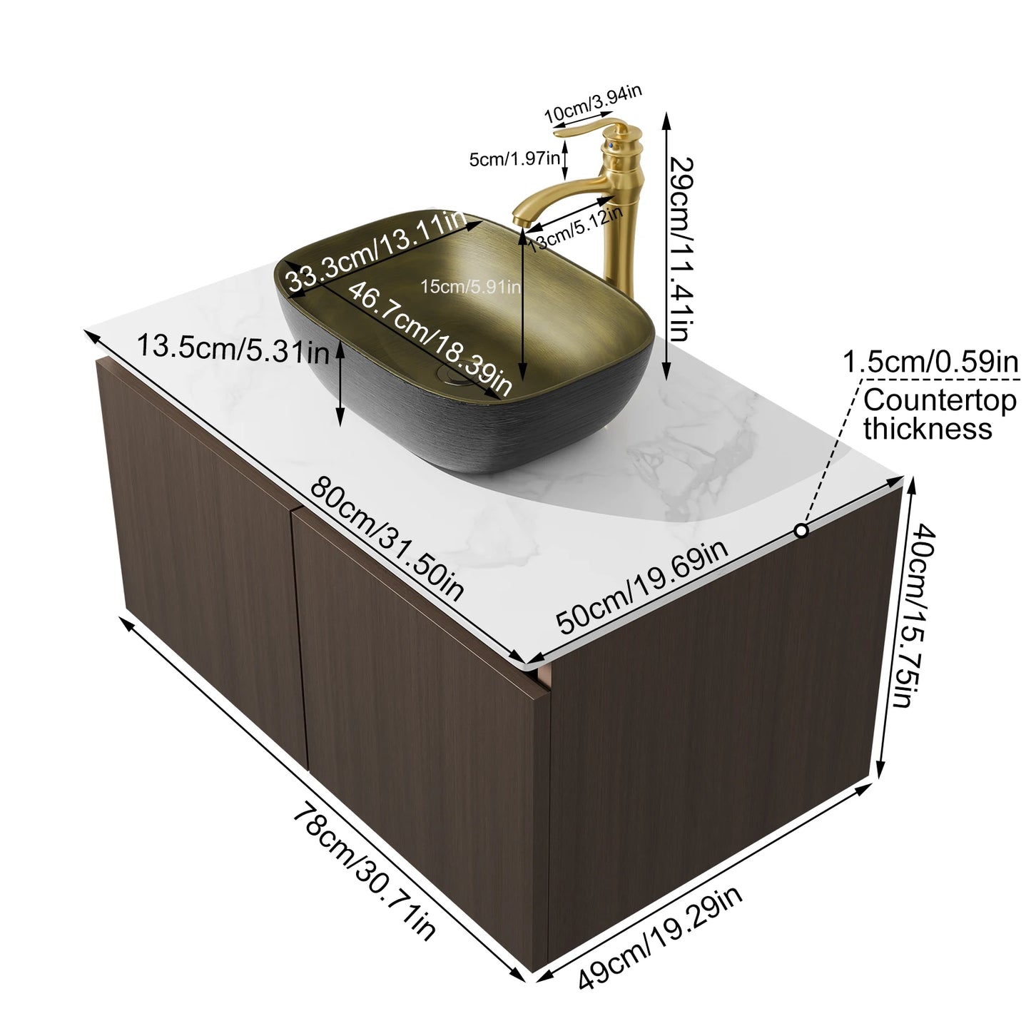 Hign Concerned Modern Floating Bathroom Vanity Sink Combo