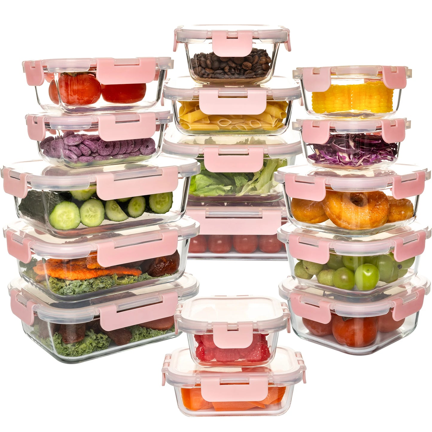 Glass Food Storage Containers Set 16 Piece Leakproof Airtight BPA Free Microwave Oven Safe