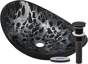 MNO G1308210 Oval Tempered Glass Vessel Bathroom Sink