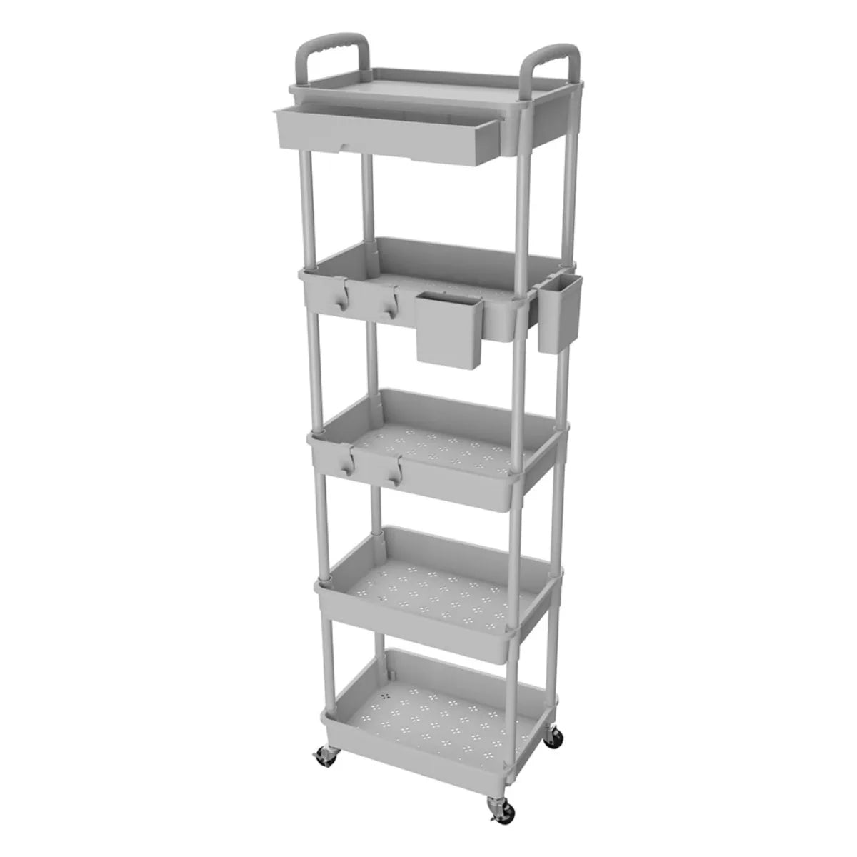Hign-concerned 5 Tier Rolling Utility Cart With Drawer Kitchen