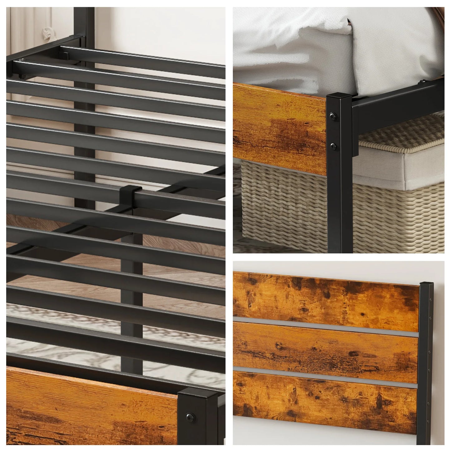 JHK Metal Platform Bed Frame With Headboard And Footboard