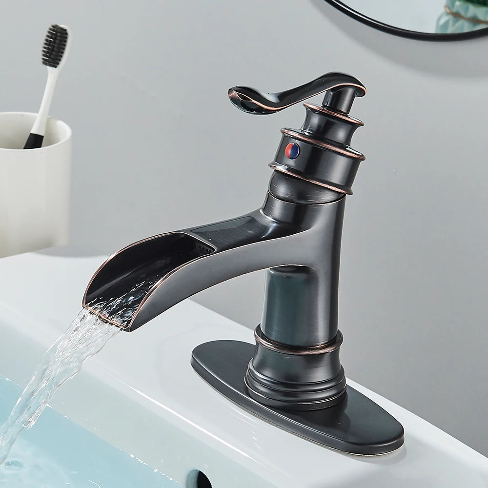 Quyanre Waterfall Faucet Single Handle Lavatory Mixer