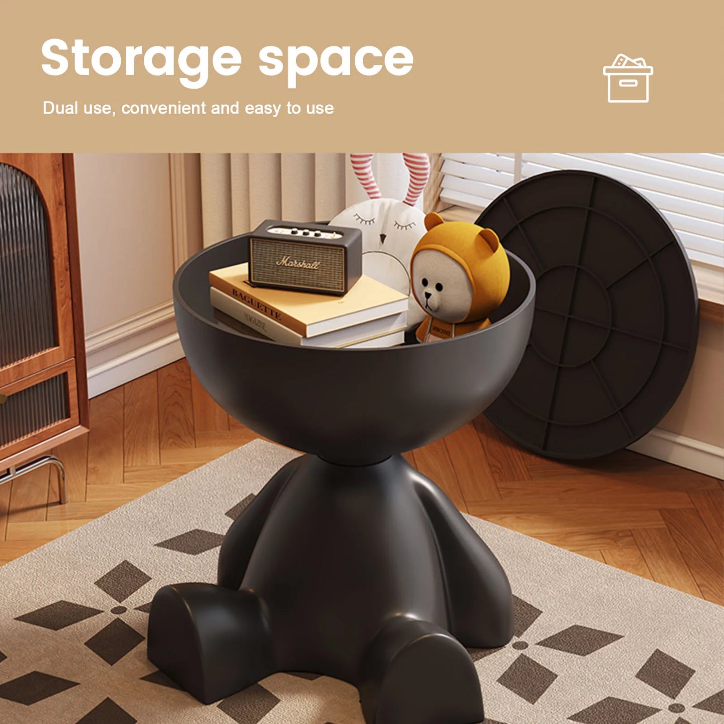 Wedyvko Modern Round Coffee Table With Storage Rack