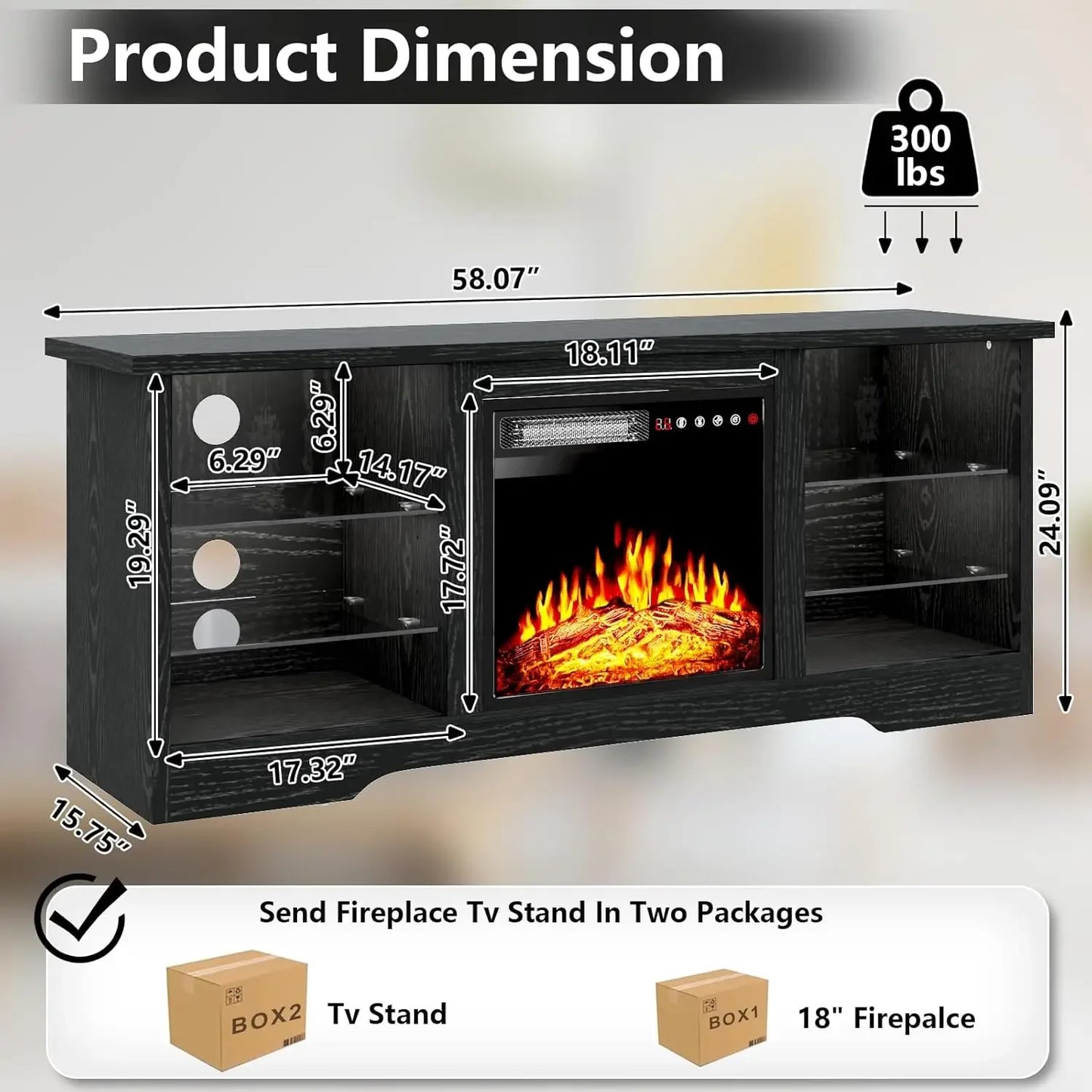 XMSJH Fireplace TV Stand Modern Entertainment Center