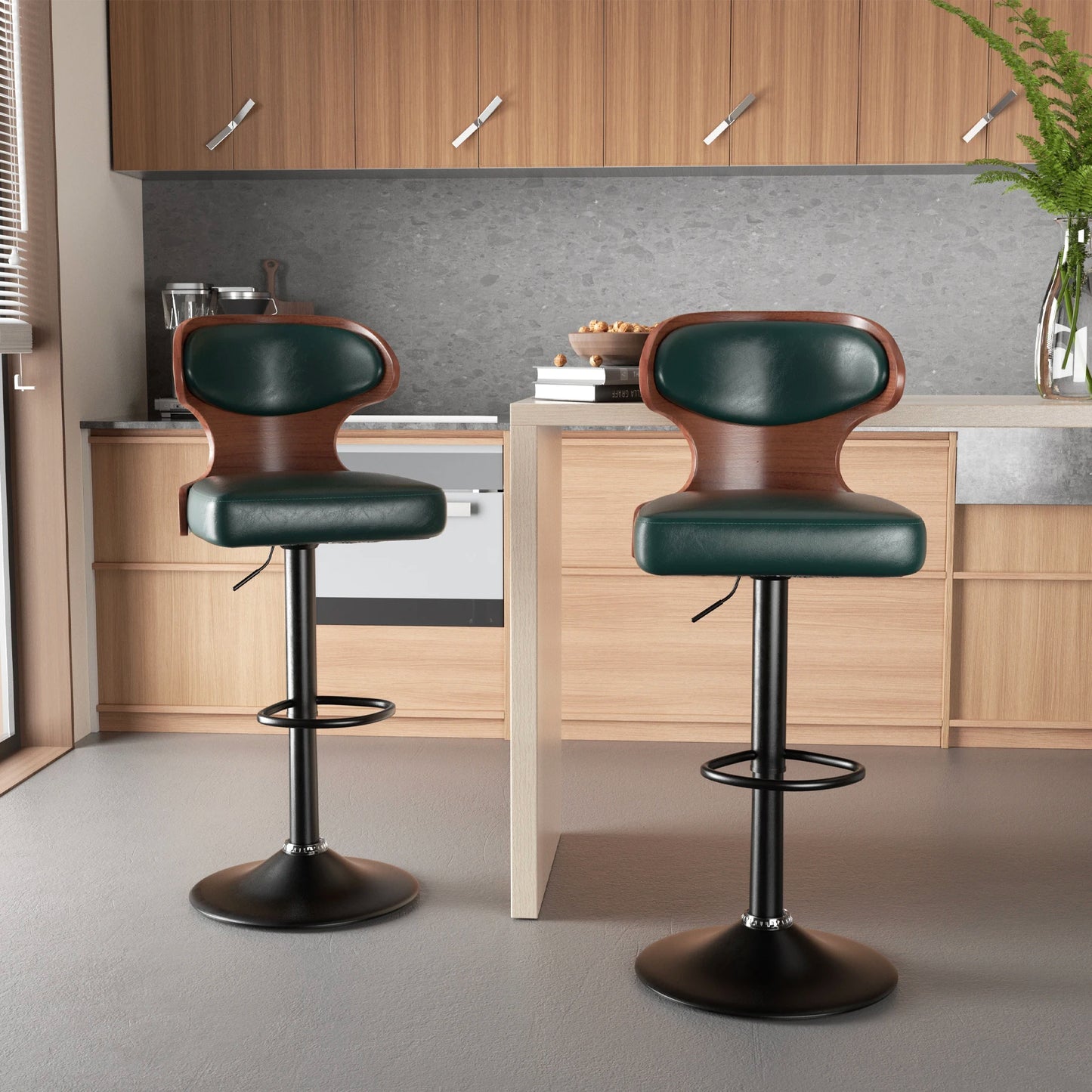 Nalupatio Bar Stool Set Rotating Backrest PU Leather