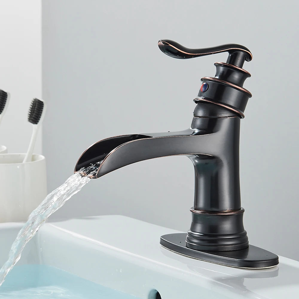 Quyanre Waterfall Faucet Single Handle Lavatory Mixer