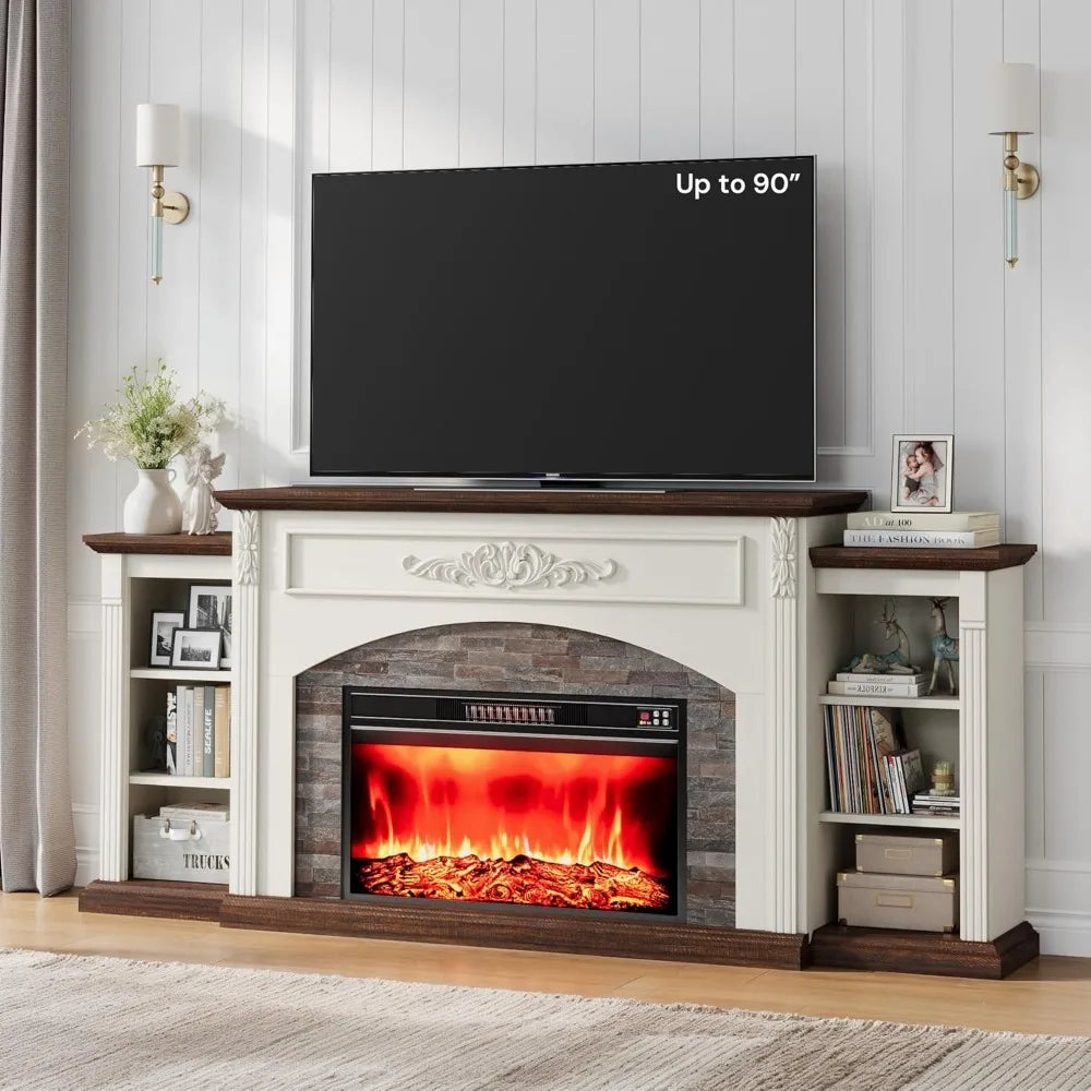 Electric Fireplace With Mantel TV Stand Modern Center