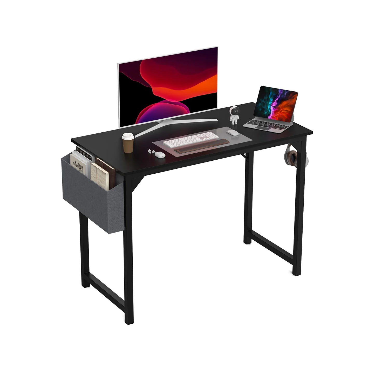 JHK Computer Desk Study Table With Side Bag Headphone Hook
