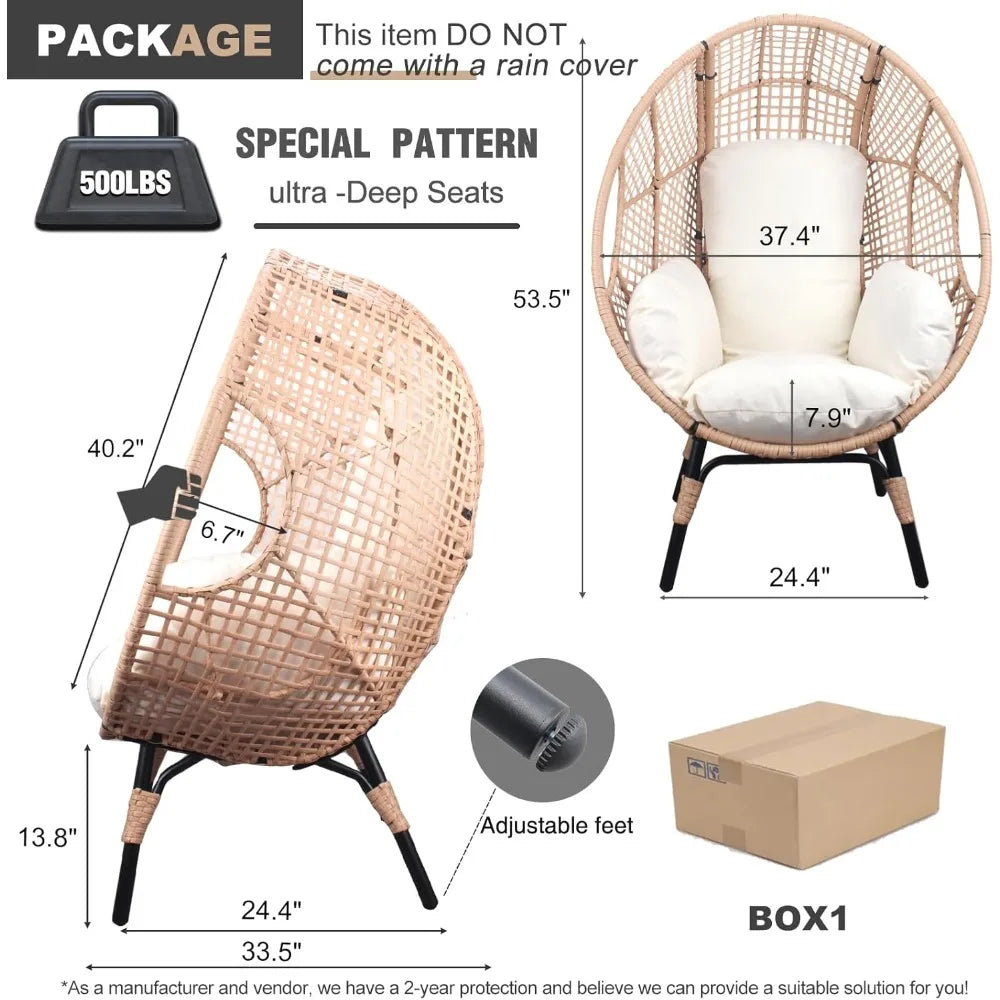 Outdoor Egg Chair Wicker With Stand Lounger Cushion Patio