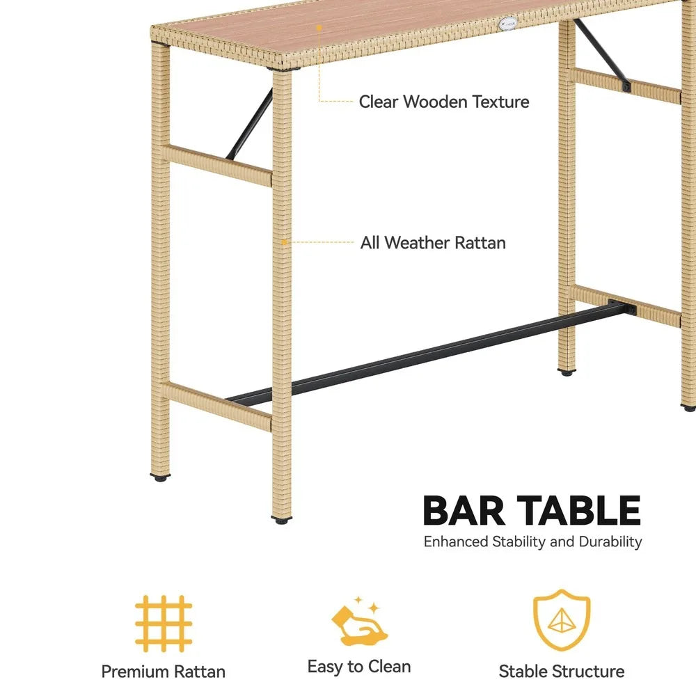 Patio Bar Table Set 3 Piece Wicker Garden Bistro Furniture