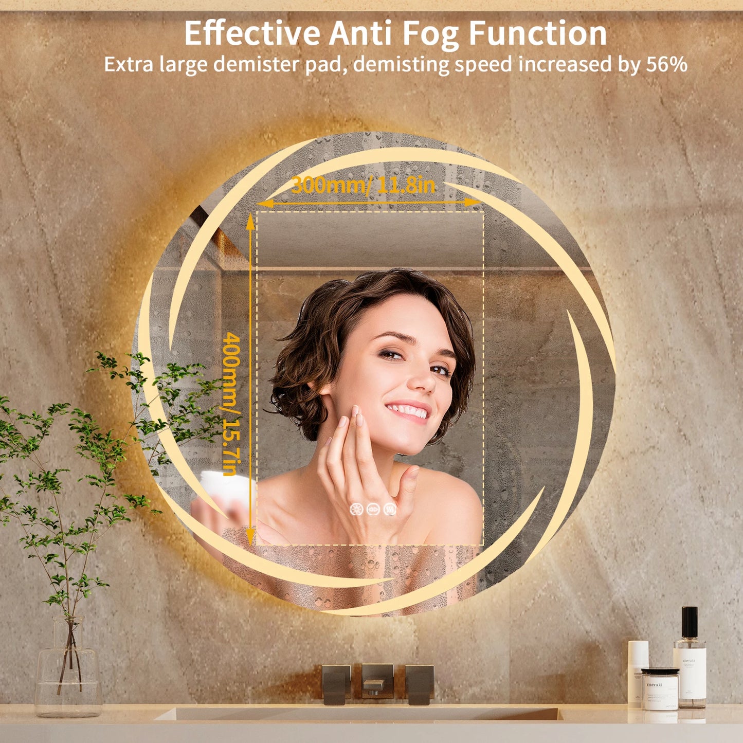Feature Illuminated Anti Fog LED Circle Backlit Bathroom Mirror