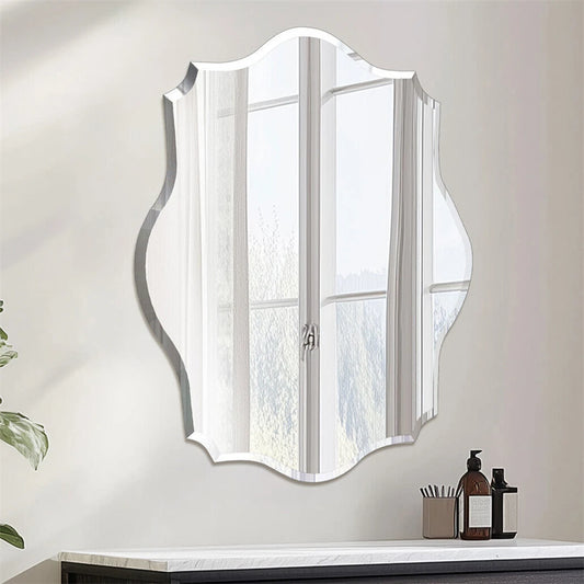 Borwart Frameless Oval Wall Mirror Beveled Edge Bathroom