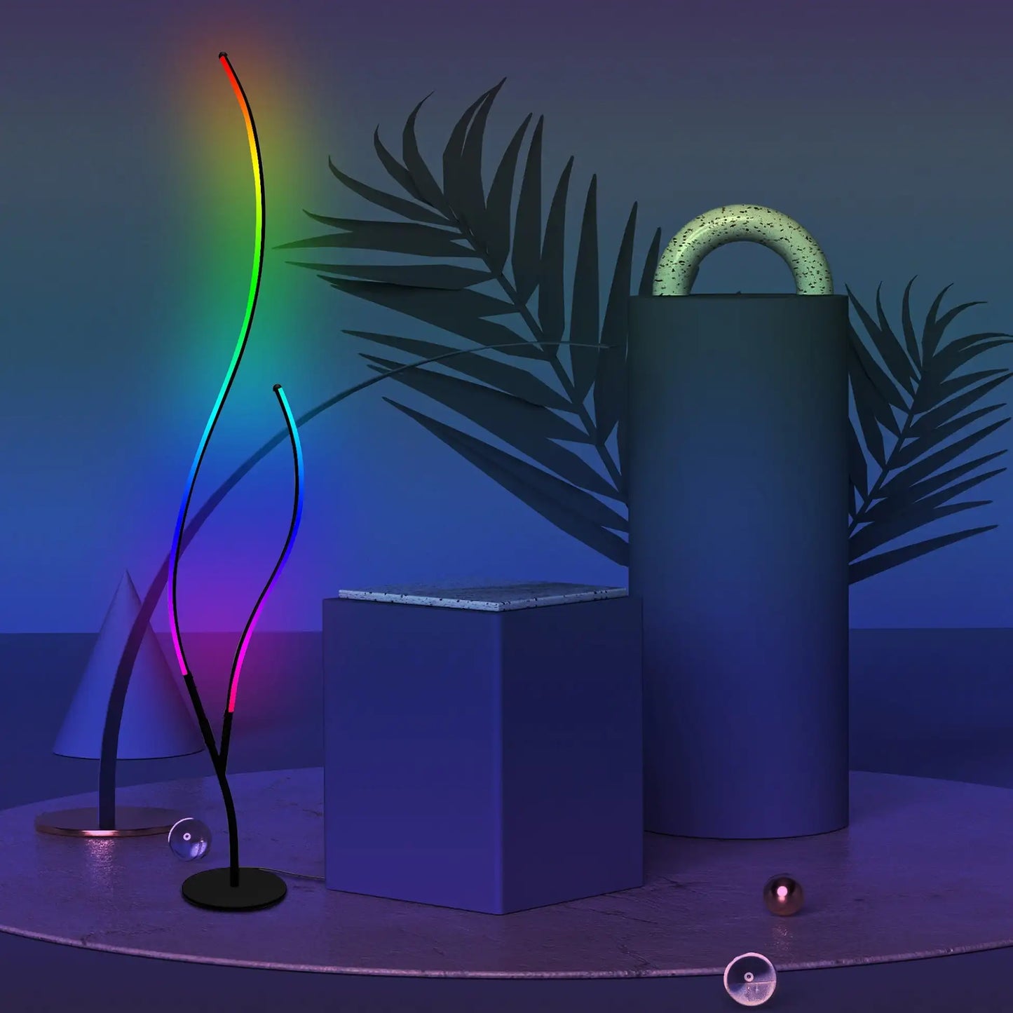 RGB Spiral Floor Lamp With Remote Dimmable LED Reading