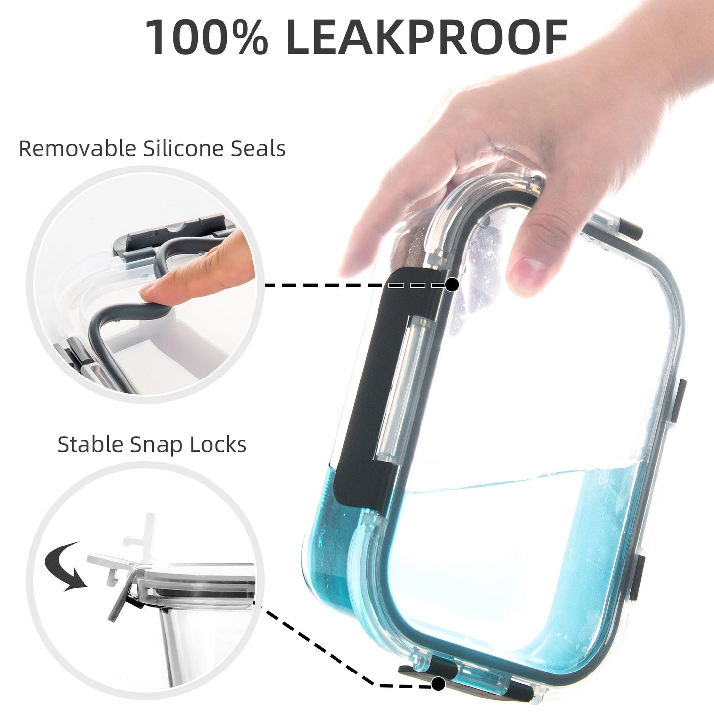 8 Piece Borosilicate Glass Food Storage Containers Set Leakproof Lids