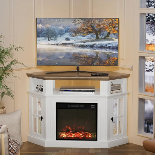 Color Fireplace Corner TV Stand With Electric Fireplace