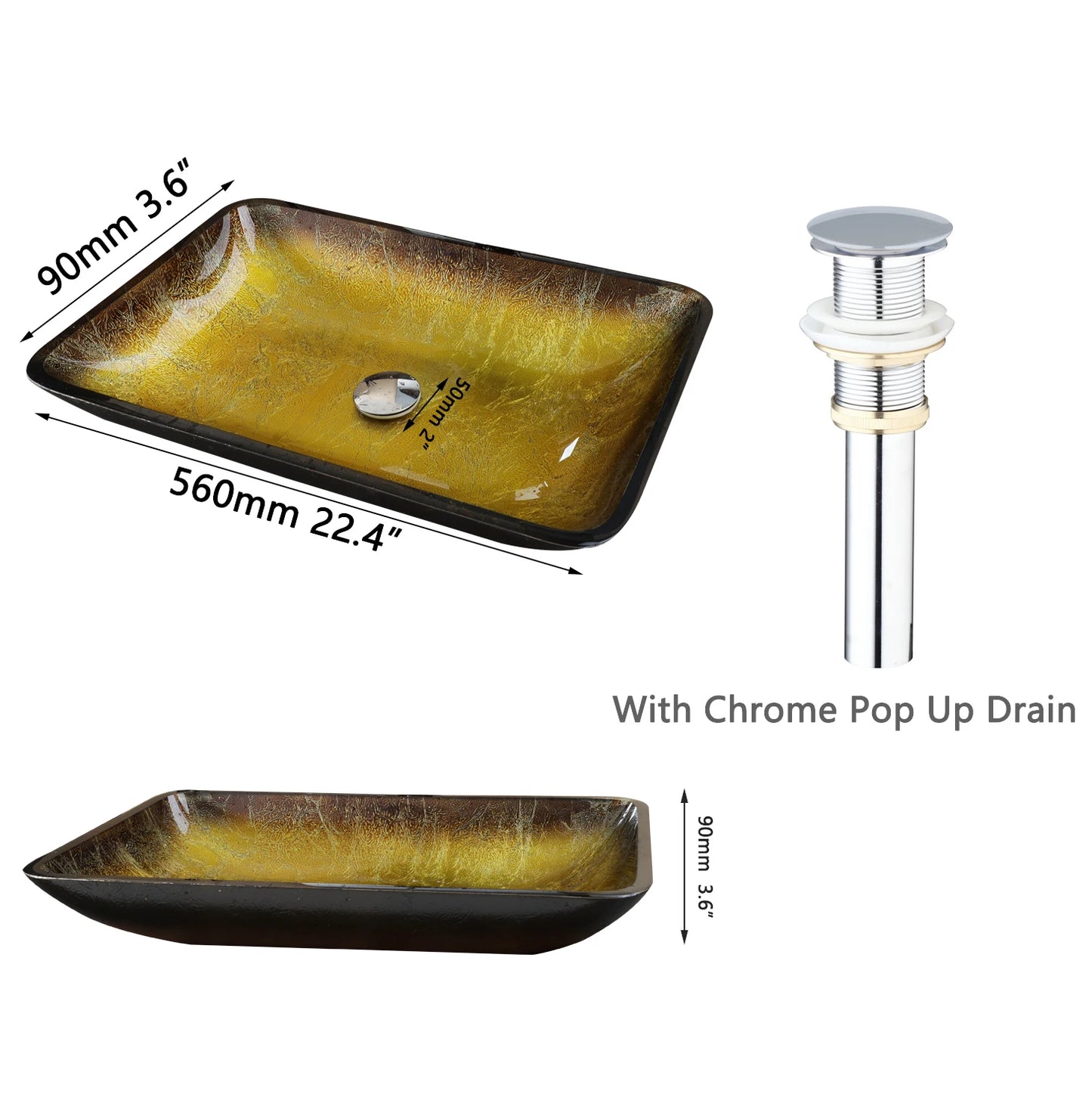 Torayvino Tempered Glass Basin Sink With Faucet Tap