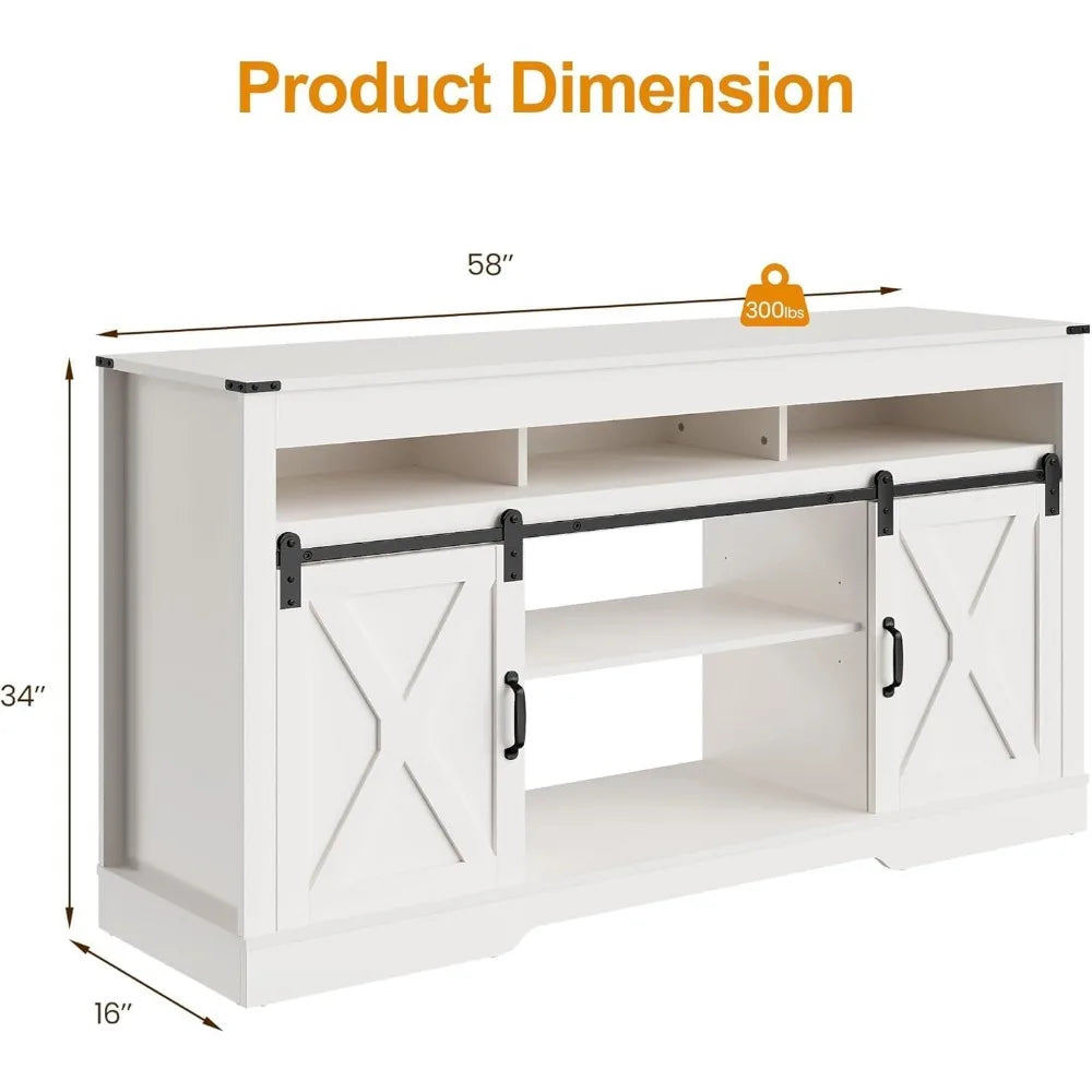 Angduo Farmhouse TV Stand With Sliding Barn Door Storage