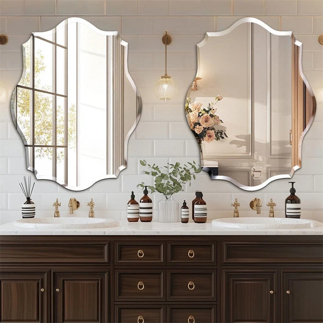Borwart Frameless Oval Wall Mirror Beveled Edge Bathroom