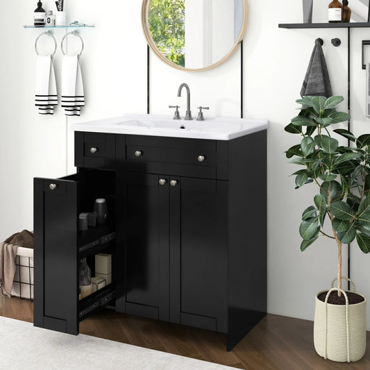 LWOH Bathroom Vanity With Ceramic Sink Cabinet Storage