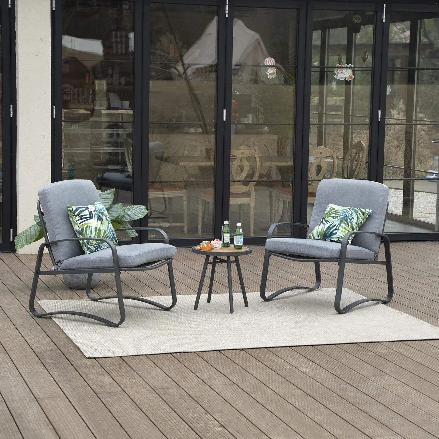 Naga Bahna 3 Piece Rocking Bistro Set Outdoor Wicker Table