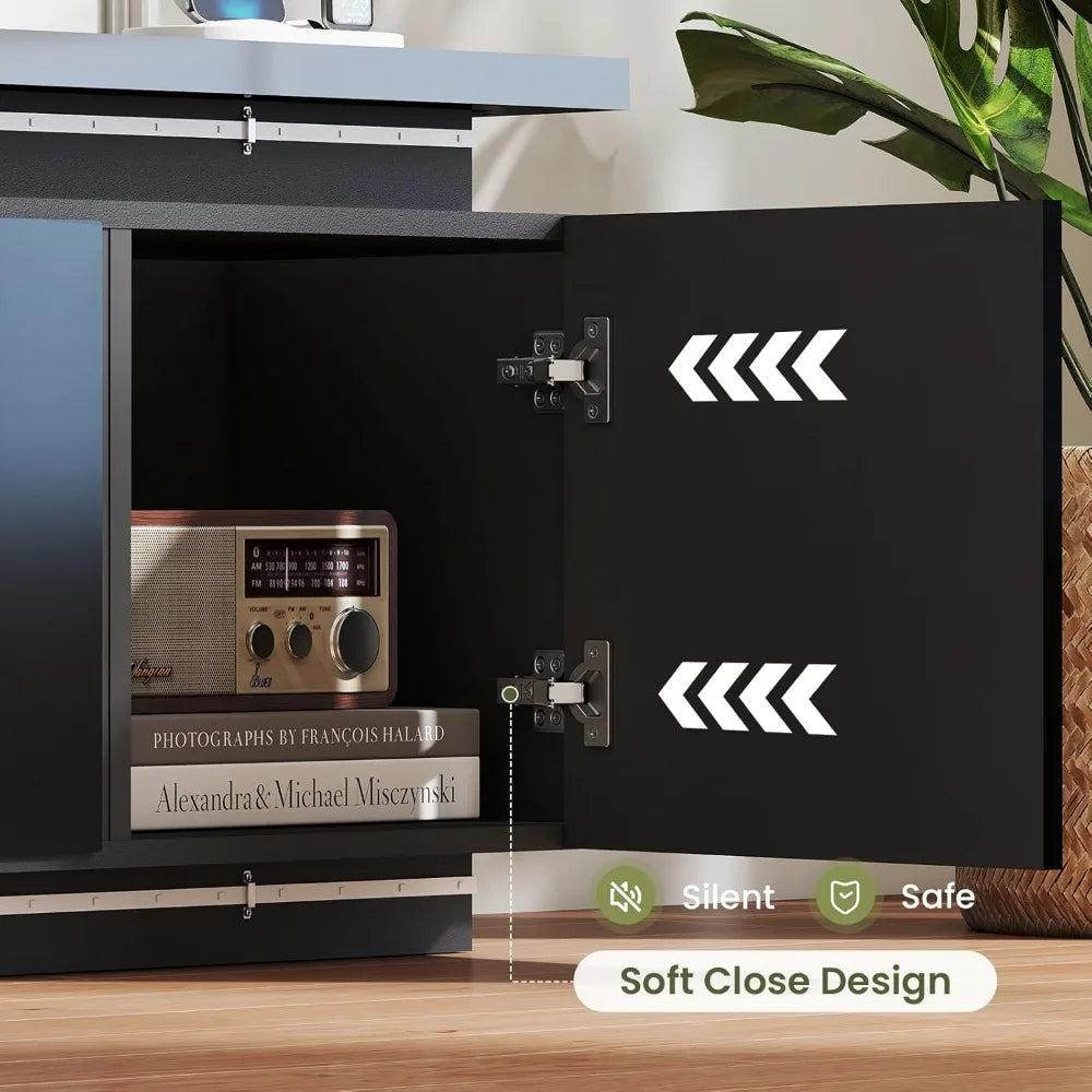 Angduo Fireplace TV Stand With RGB LED Lighting And Outlets