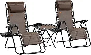 Color Zero Gravity Chair Set With Side Table Outdoor