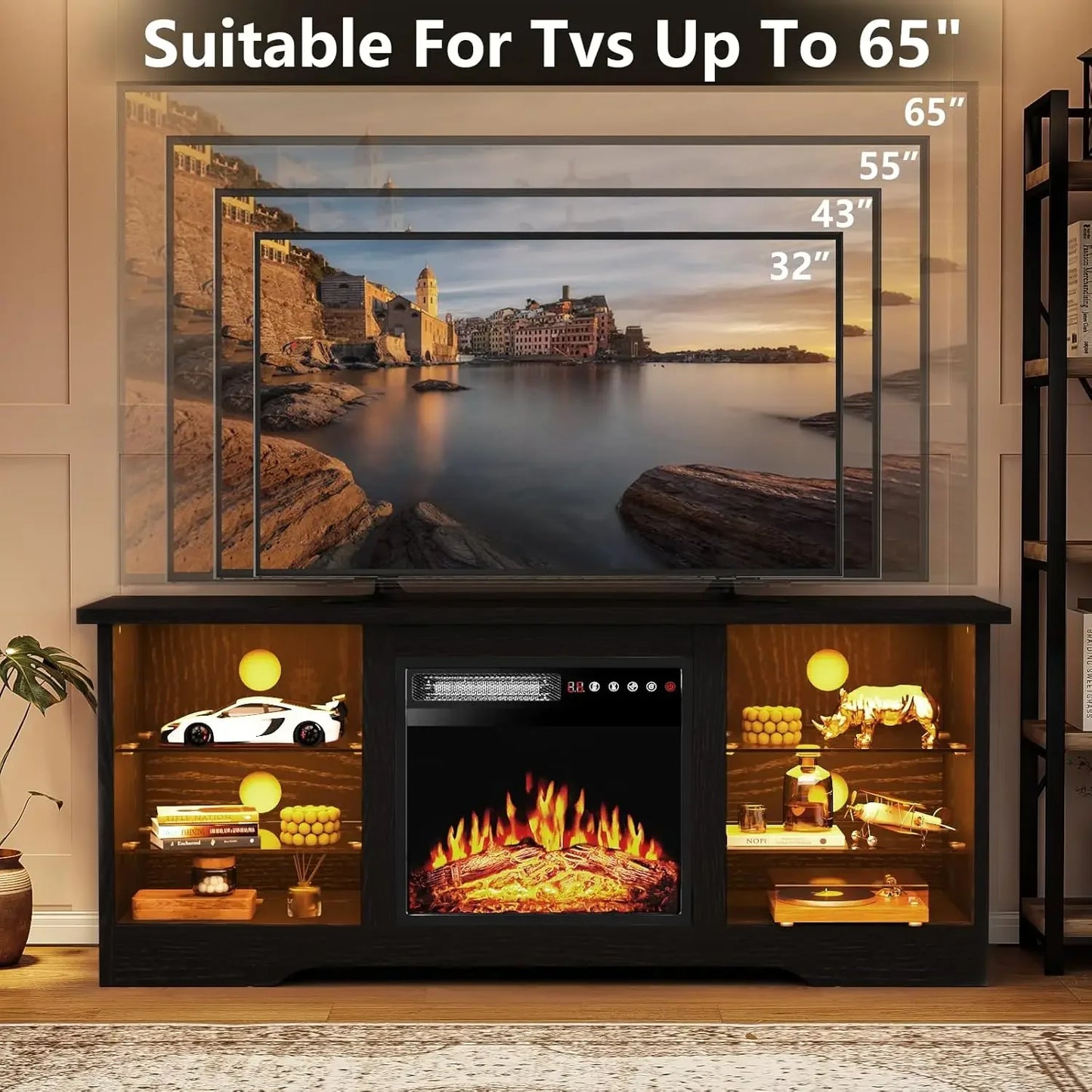 XMSJH Fireplace TV Stand Modern Entertainment Center