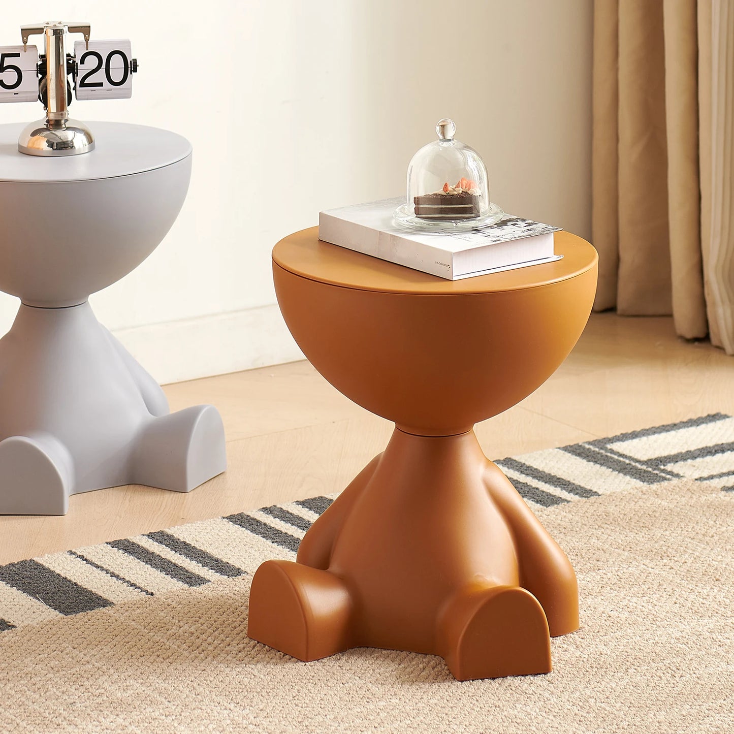 Wedyvko Modern Round Coffee Table With Storage Rack