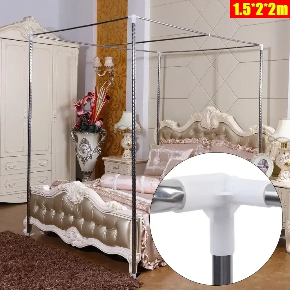 Hign-Concerned Stainless Canopy Bed Frame With Mosquito Net