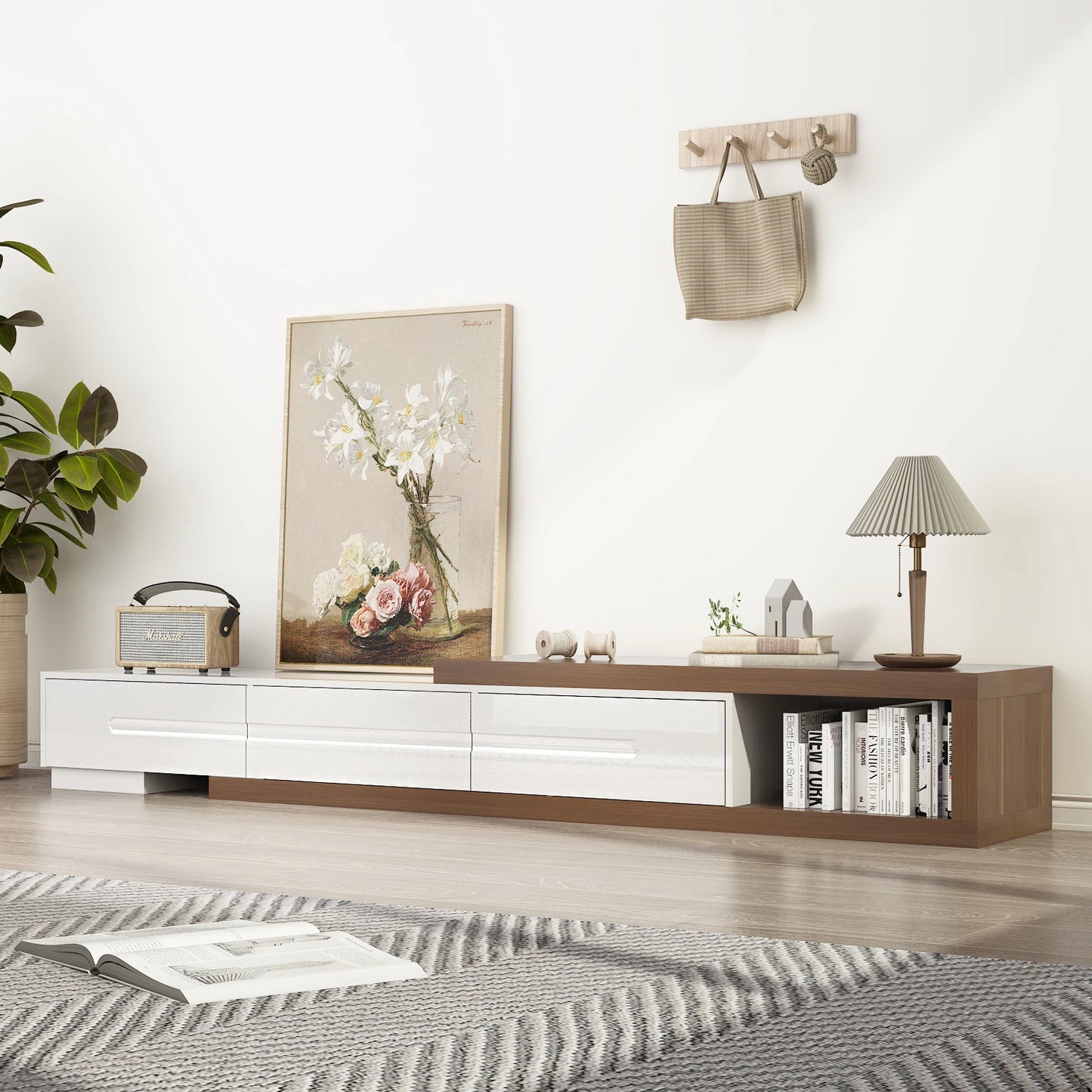 Extendable Wood TV Stand for Up to 120 Inch TVs