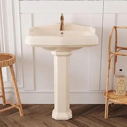DeerValley Ceramic Pedestal Sink Combo For Bathroom Overflow