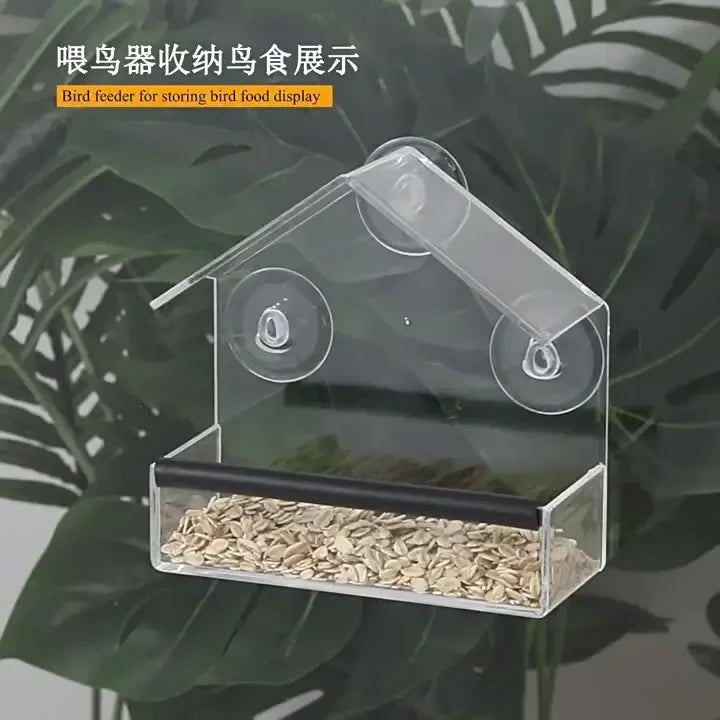 Feature Transparent Window Bird Feeder With Suction Cups