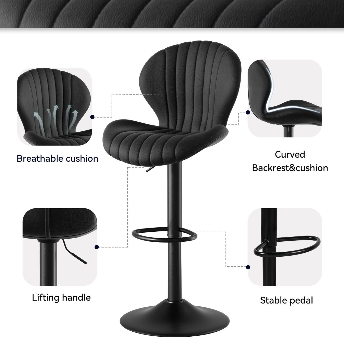 General Use Modern Dining Chair 2 Piece Adjustable Rotating