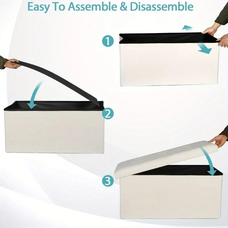 Storage Ottoman Bench with Sturdy Design for Living Room