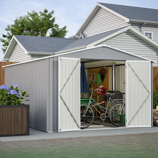 LZBEITEM Large Durable Metal Utility Shed With Floor Frame