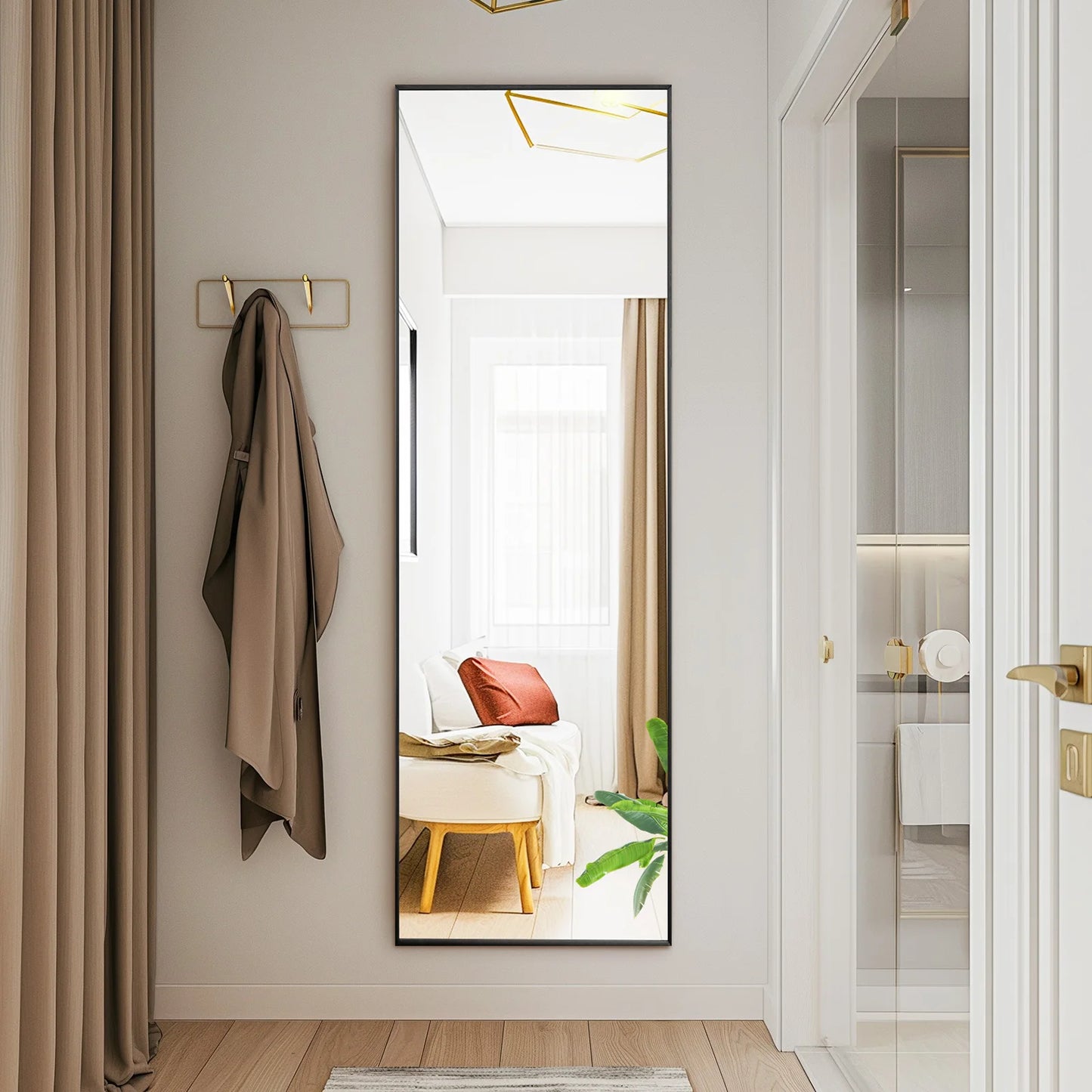 Full Body Wall Mirror with Aluminum Frame for Elegant Home Decor