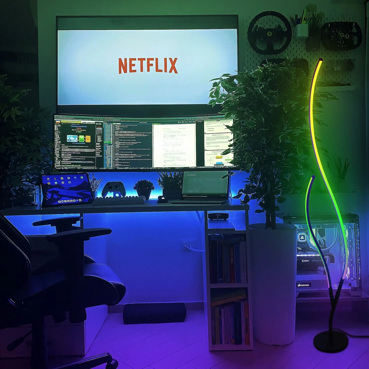 RGB Spiral Floor Lamp With Remote Dimmable LED Reading