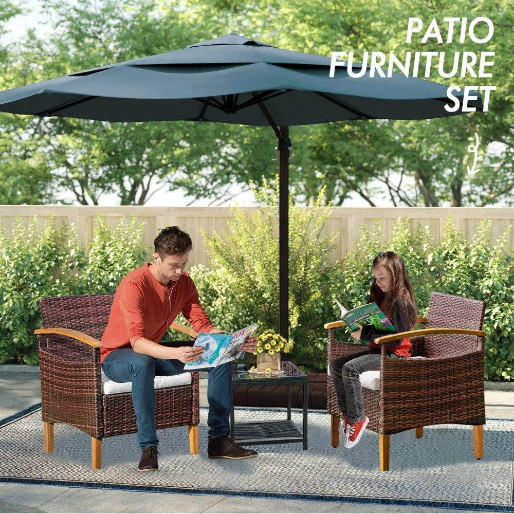 ZUIYU 3 Piece Outdoor Patio Furniture Set With Table
